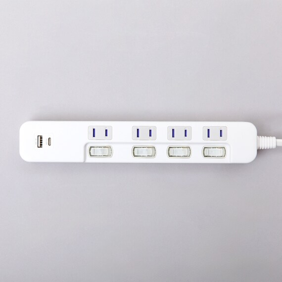 USB付節電タップ4個口 2m(Type-A 1ポート＋Type-C 1ポート)(LB-4C4S-1A1C) 8枚目画像