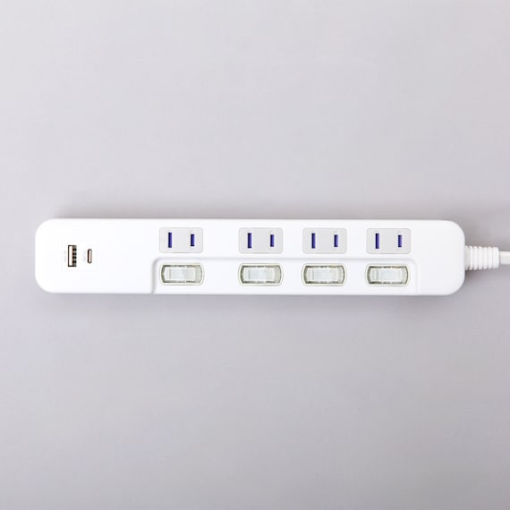USB付節電タップ4個口 2m(Type-A 1ポート+Type-C 1ポート)(LB-4C4S-1A1C) 8枚目画像