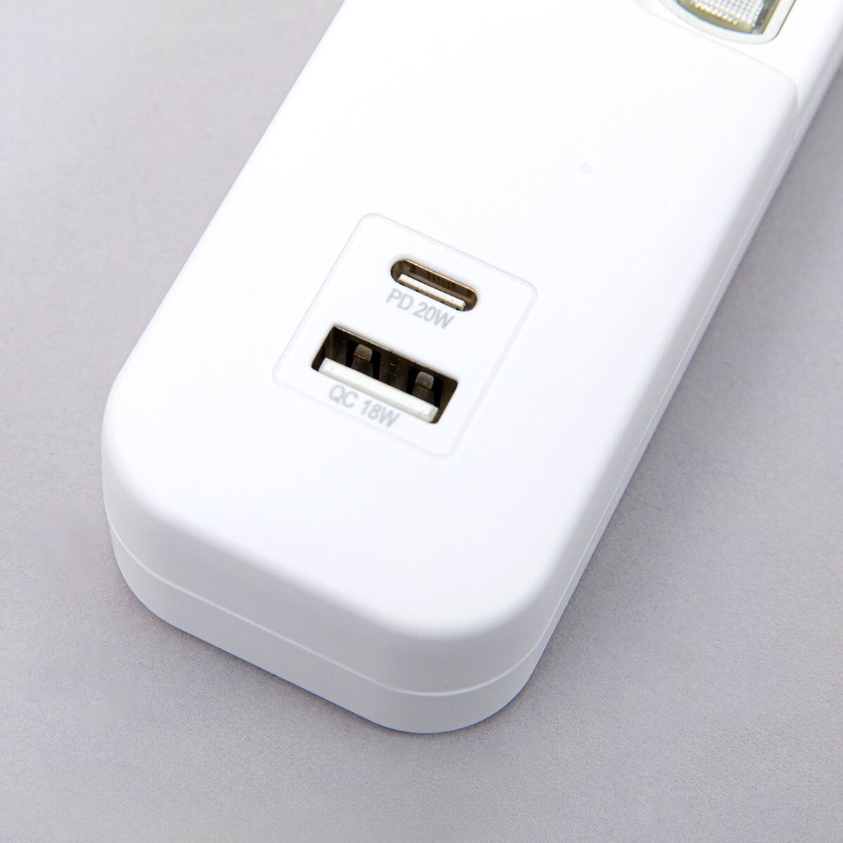 USB付節電タップ4個口 2m(Type-A 1ポート＋Type-C 1ポート)(LB-4C4S