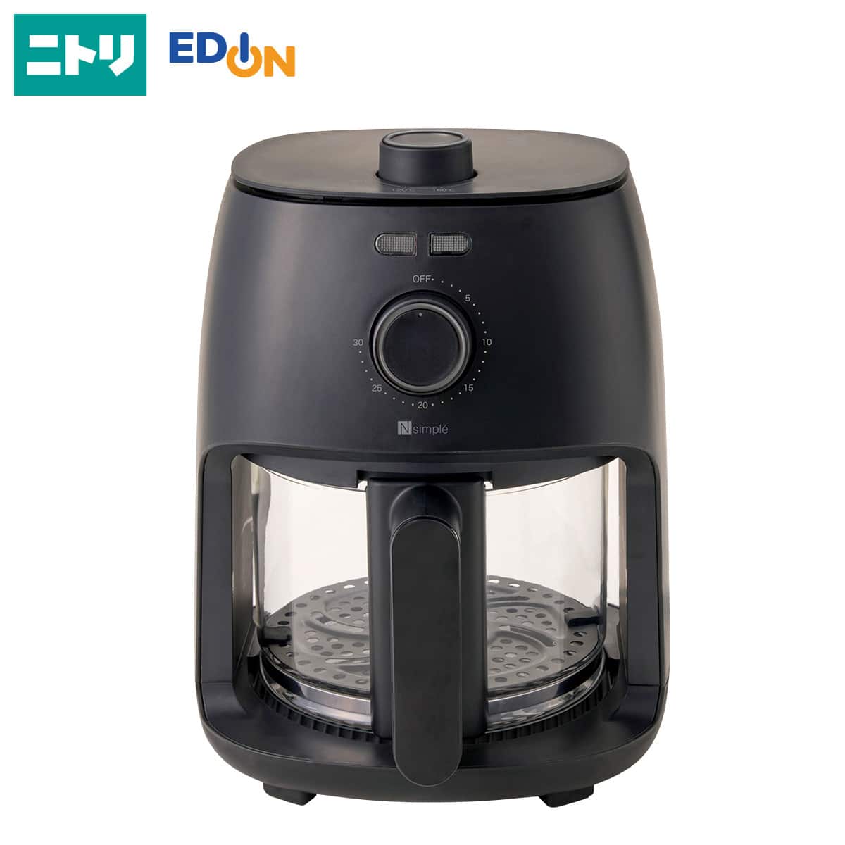 中が見えて調理しやすい ノンオイルフライヤー (2.2LXJ2G02 ブラック