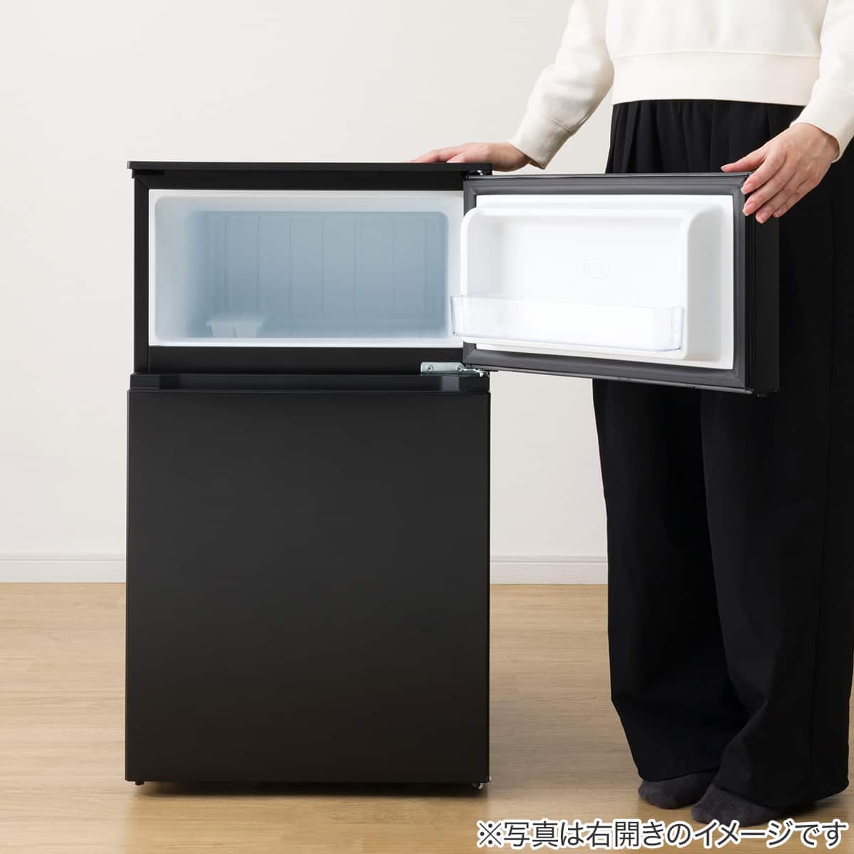 88L 直冷式 2ドア 冷凍冷蔵庫 (GZ2G04 左開き ブラック)(リサイクル