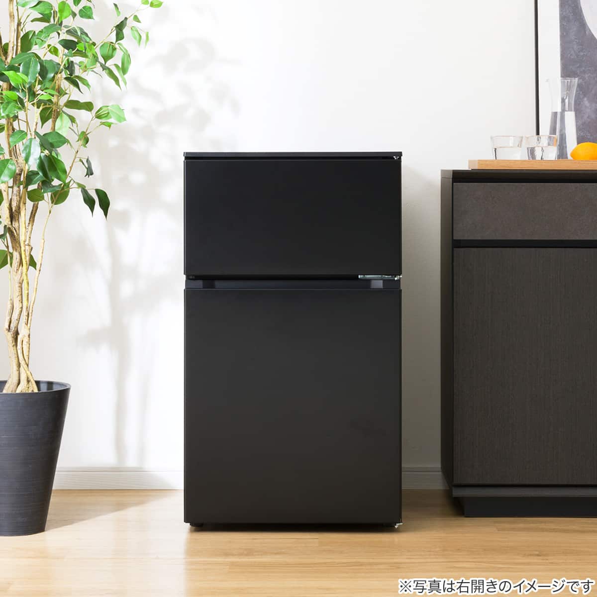 88L 直冷式 2ドア 冷凍冷蔵庫 (GZ2G04 左開き ブラック)(リサイクル