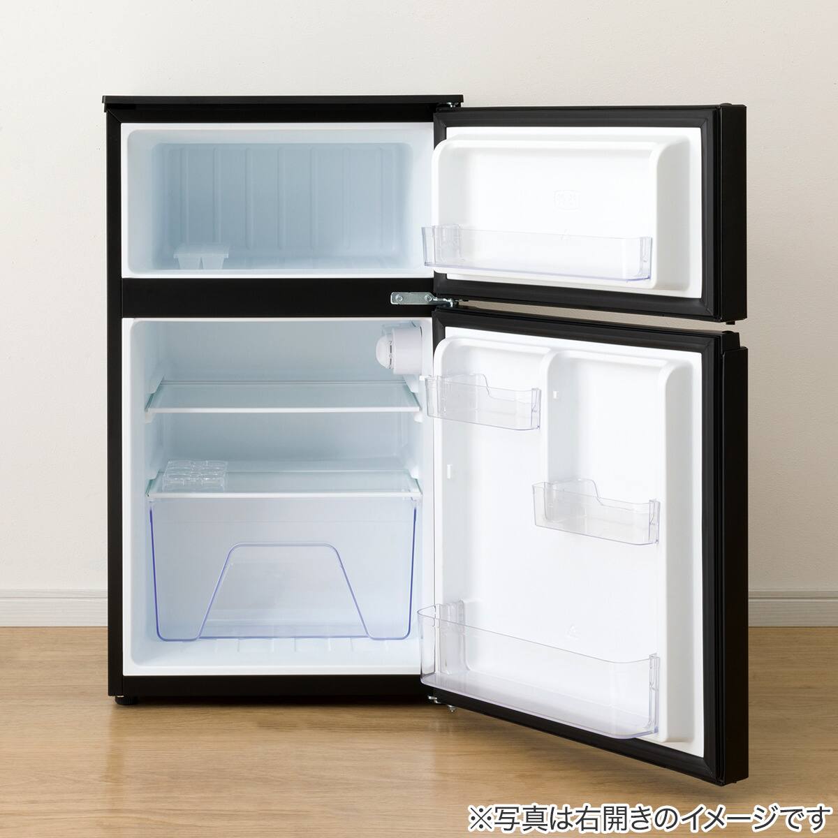 88L 直冷式 2ドア 冷凍冷蔵庫 (GZ2G04 左開き ブラック)(リサイクル