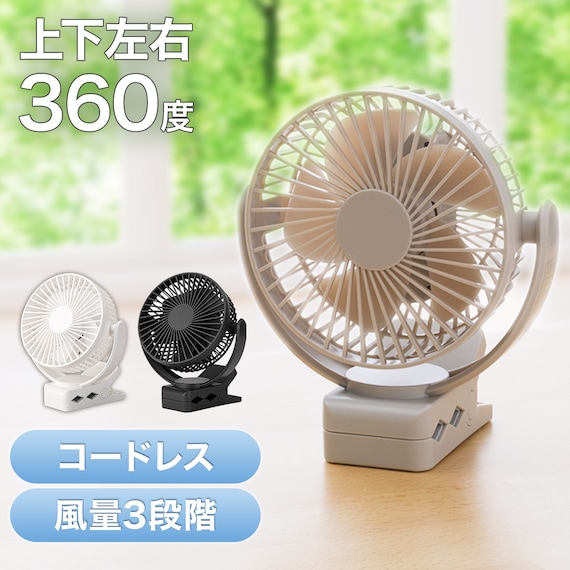 4WAY マグネット付き360度クリップファン (TF28NG-DGY) 2枚目画像