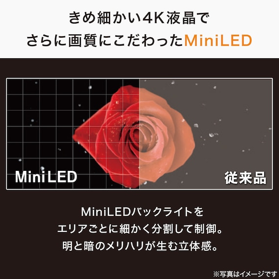 壁掛けテレビ 壁掛けパーツ付き 55型 4K対応 Mini LED 液晶 (N55TB2UM2V ブラック) (リサイクル回収なし) 4枚目画像