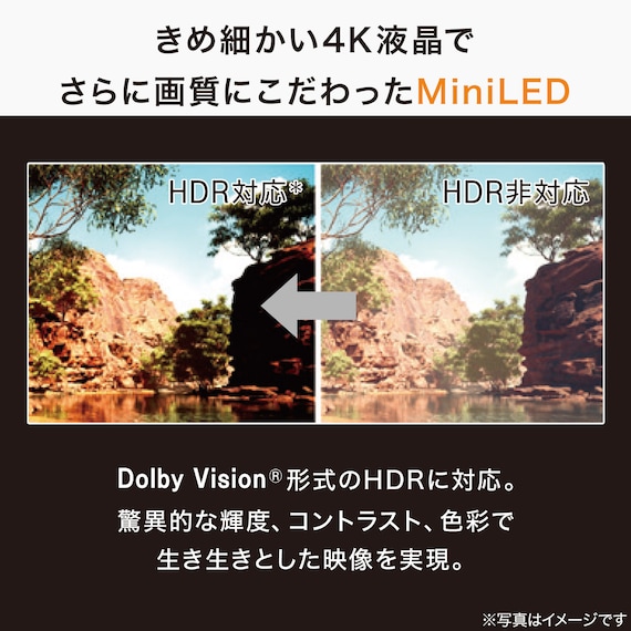 壁掛けテレビ 壁掛けパーツ付き 55型 4K対応 Mini LED 液晶 (N55TB2UM2V ブラック) (リサイクル回収なし) 7枚目画像
