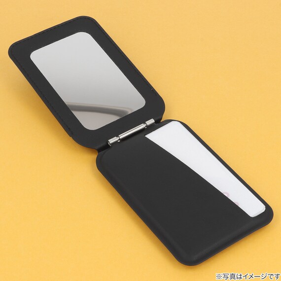 スマホに付けるカードケース 2枚収納 鏡付き(JT-512 ブラック) 3枚目画像