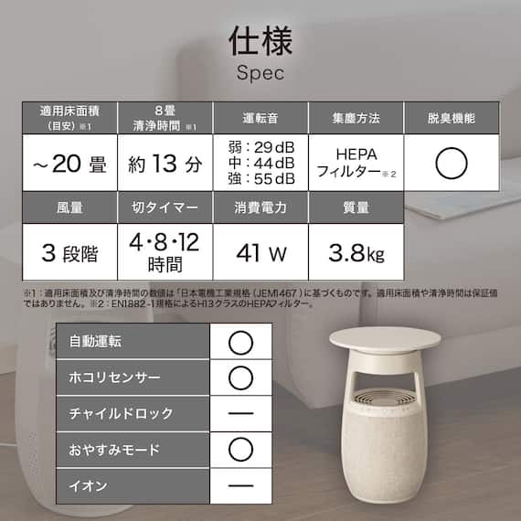 テ-ブル付き空気清浄機(NR-308) 13枚目画像