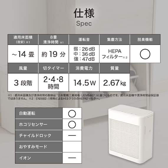 スリム空気清浄機(NR-402 ホワイト) 11枚目画像