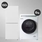 【家電2点セット】160L冷蔵庫+6kgドラム式洗濯乾燥機セット(ホワイト) 1枚目画像