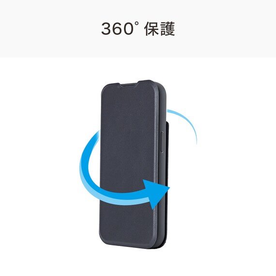 iPhone13-15対応 フリップ分離手帳型スマートフォンケース(CT25 ダークグレー) 3枚目画像