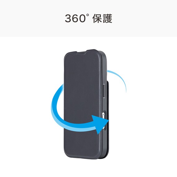 iPhone17対応 フリップ分離手帳型スマートフォンケース(CT27 ダークグレー) 3枚目画像