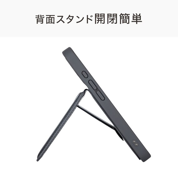iPhone16対応 スタンド付きスマートフォンケース(CT32 ダークグレー) 5枚目画像