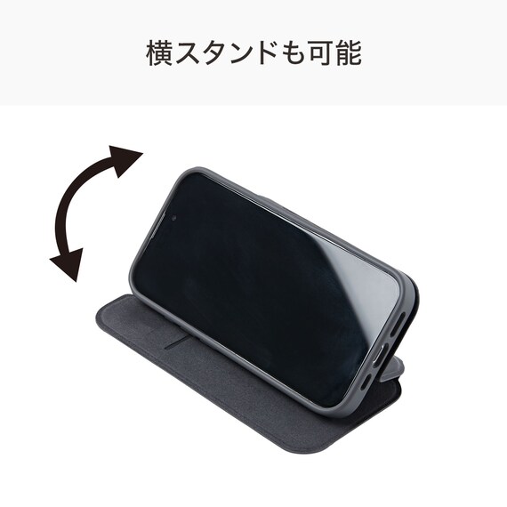 iPhone16対応 フリップ分離手帳型スマートフォンケース(CT26 ダークグレー) 4枚目画像