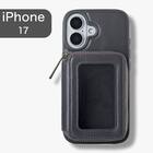 iPhone17対応 ポーチ付きスマートフォンケース(CT39 ダークグレー) 1枚目画像
