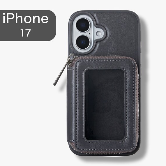 iPhone17対応 ポーチ付きスマートフォンケース(CT39 ダークグレー) 1枚目画像