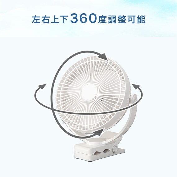 360度クリップファン(TF29NR ホワイト) 4枚目画像