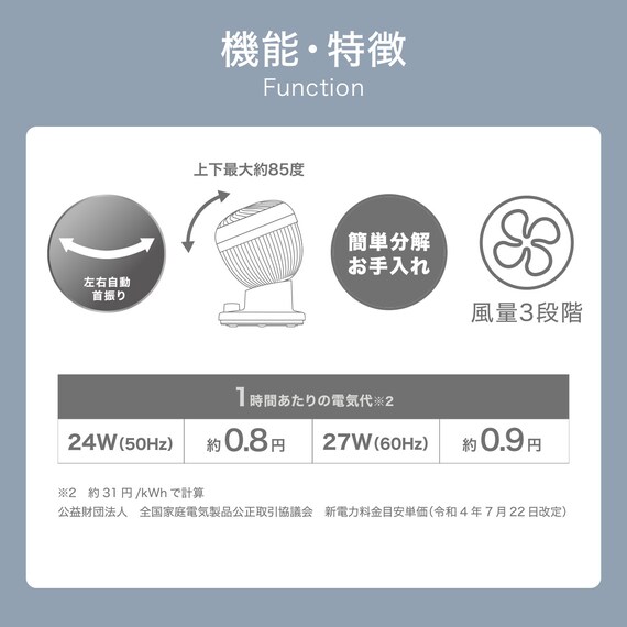 左右首振り サーキュレーター (15cm SM01NR ホワイト) 2枚目画像