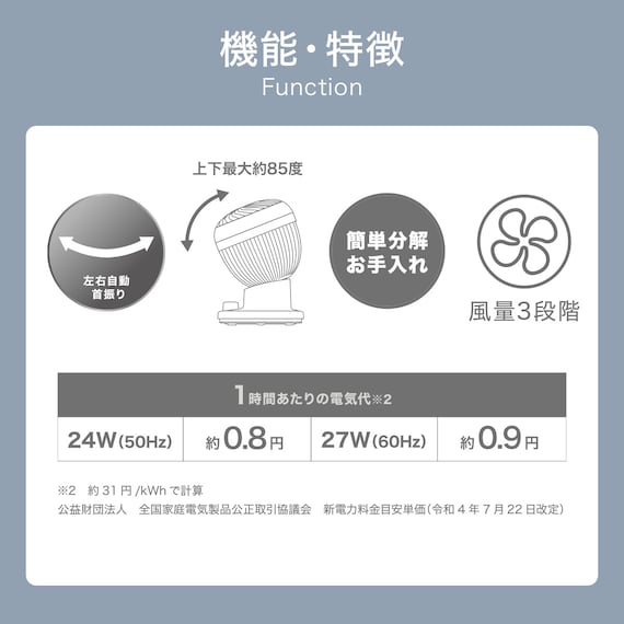 左右首振り サーキュレーター (15cm SM01NR ホワイト) 2枚目画像
