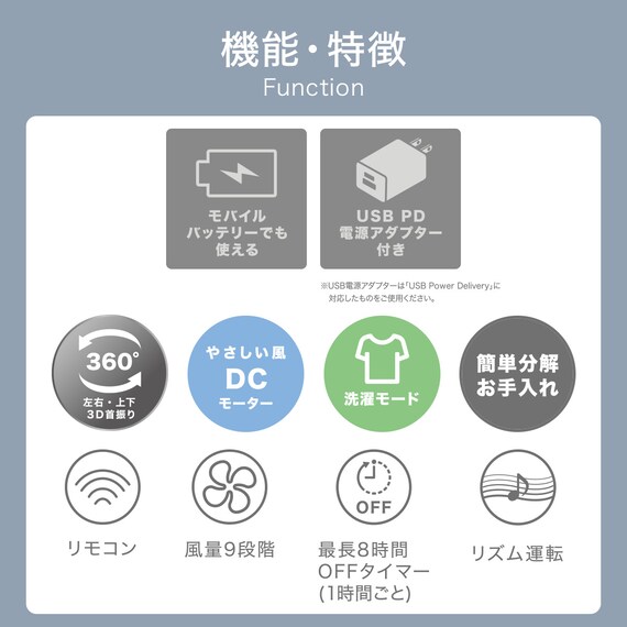 上下左右自動首振り DCタイプ 360度サーキュレーター(15cm SU03NR ホワイト) 3枚目画像