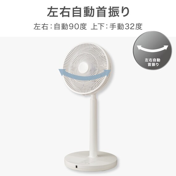 DCタイプ リモコン付き扇風機(30cm FU01NR ホワイト） 3枚目画像
