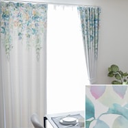 遮光2級・遮熱カーテン(上部絵羽 リーフ柄カーテン9300)