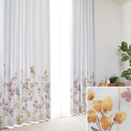遮光2級・遮熱カーテン(下部絵羽 花柄カーテン9318)