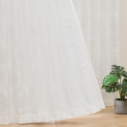 裏地付き遮光2級・遮熱ジャカードカーテン(PK032 ホワイト 100X110X2) 1枚目画像