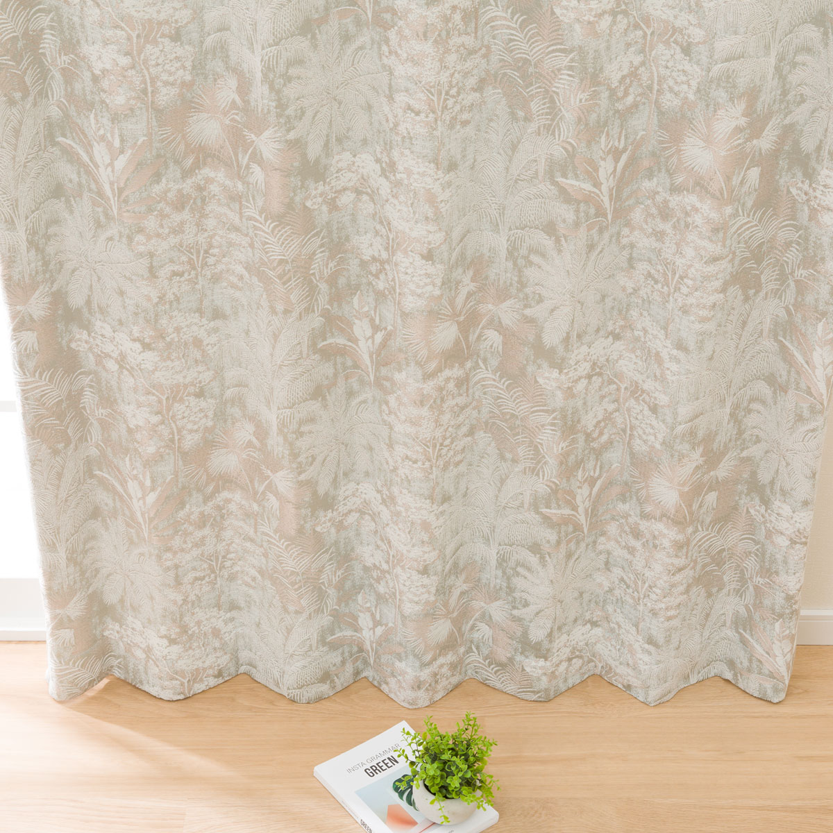 お好みサイズカーテン PK044 グリーン(幅101-200/丈90-170cm) | ニトリ