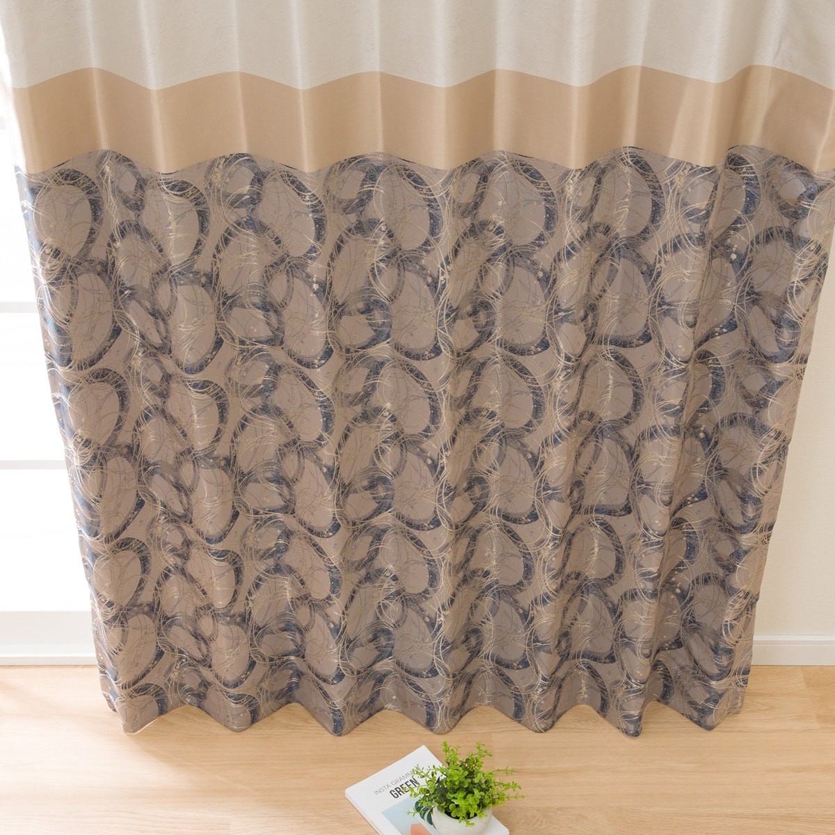 裏地付き遮光2級・遮熱ジャカードカーテン(PK036 グレー 100X200X2