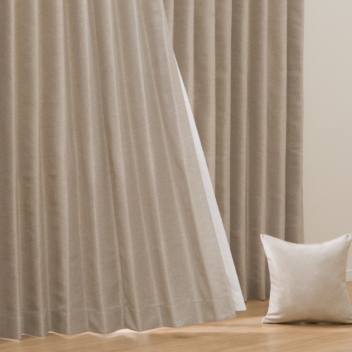 ニトリ☆遮光☆オーダーカーテン☆2倍ひだ☆3枚セット 遮光3級・防炎オーダーカーテン ラック ライトモカ ZLS-13 2倍