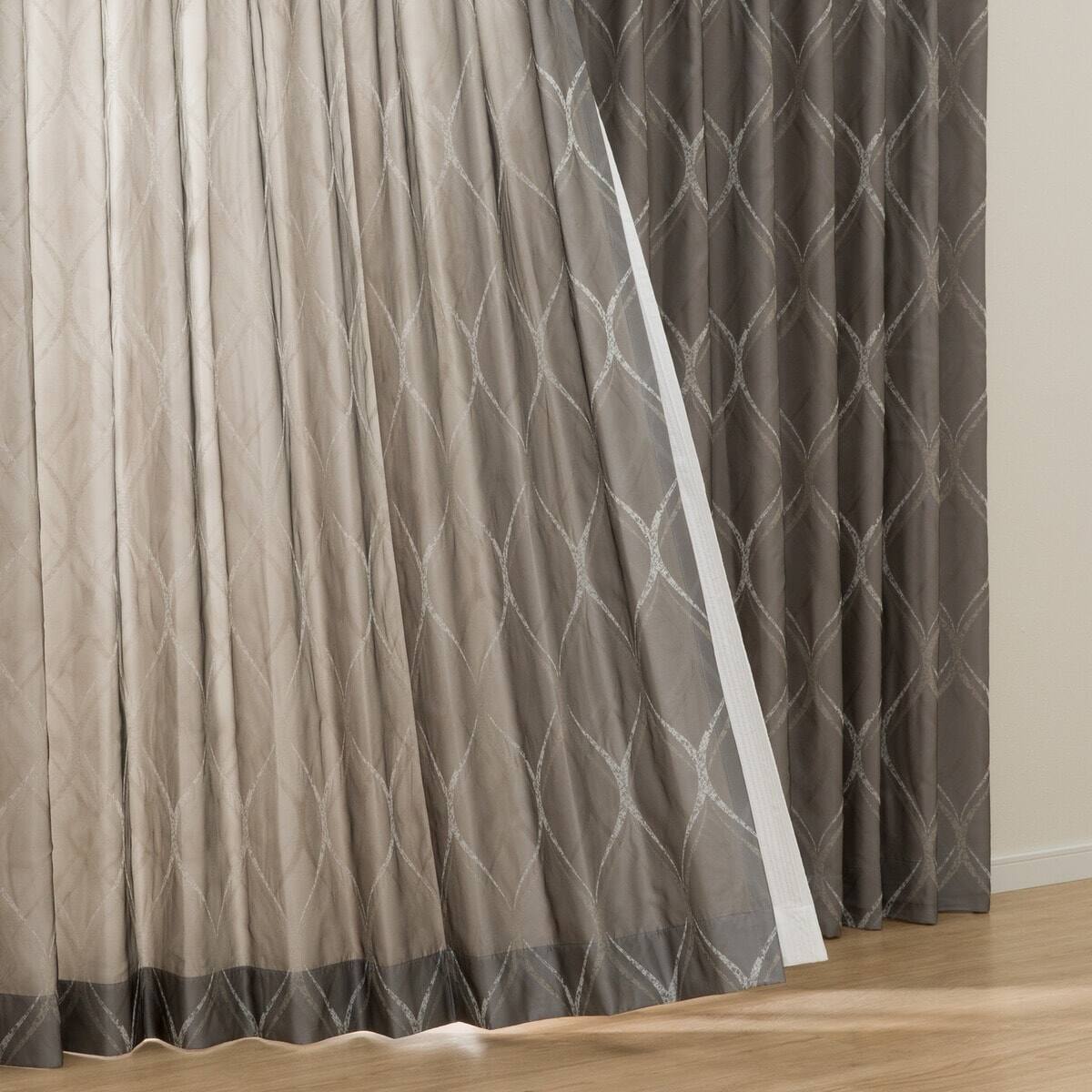 オーダーカーテン OD088 グレー 2倍ヒダ(幅101-200/丈201-260cm