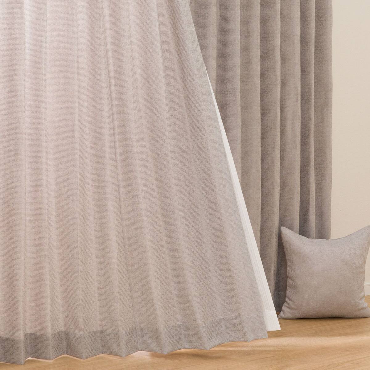 防炎オーダーカーテン ビオライ2 ベージュ フラット(幅-135/丈-140cm