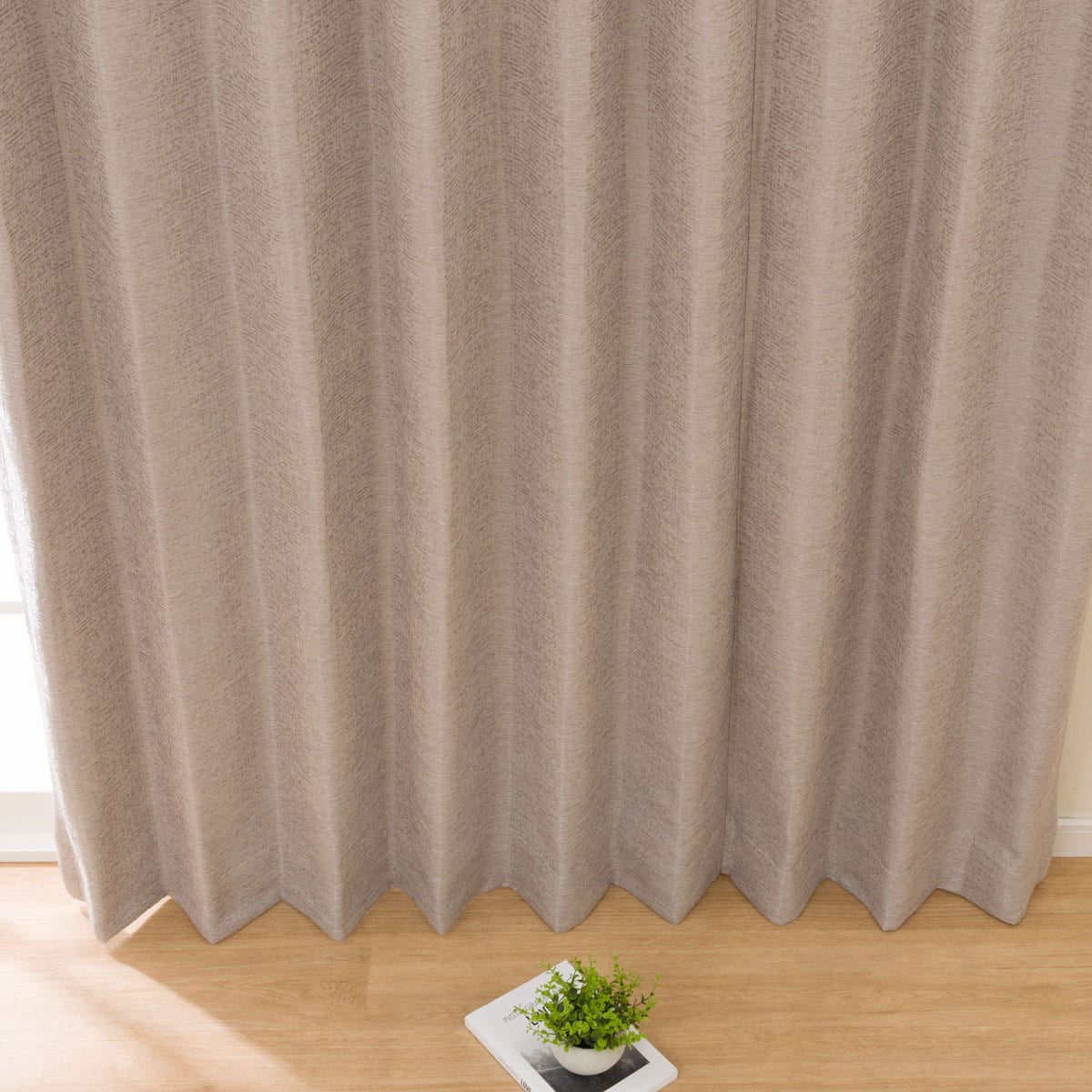 防炎オーダーカーテン ビオライ2 ベージュ フラット(幅-135/丈-140cm