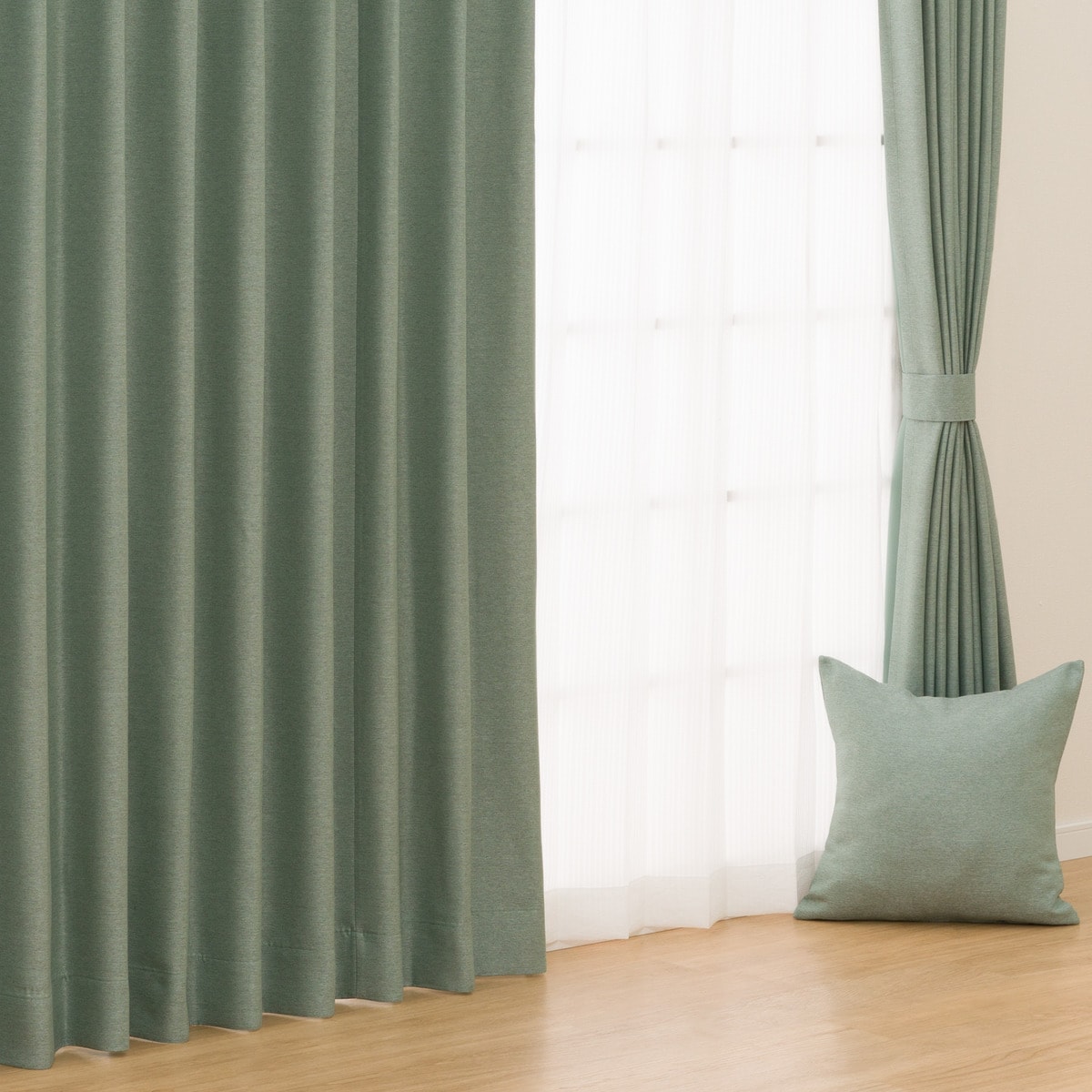 オーダーカーテン スぺリアル2 ターコイズブルー 2倍ヒダ(幅-100/丈141