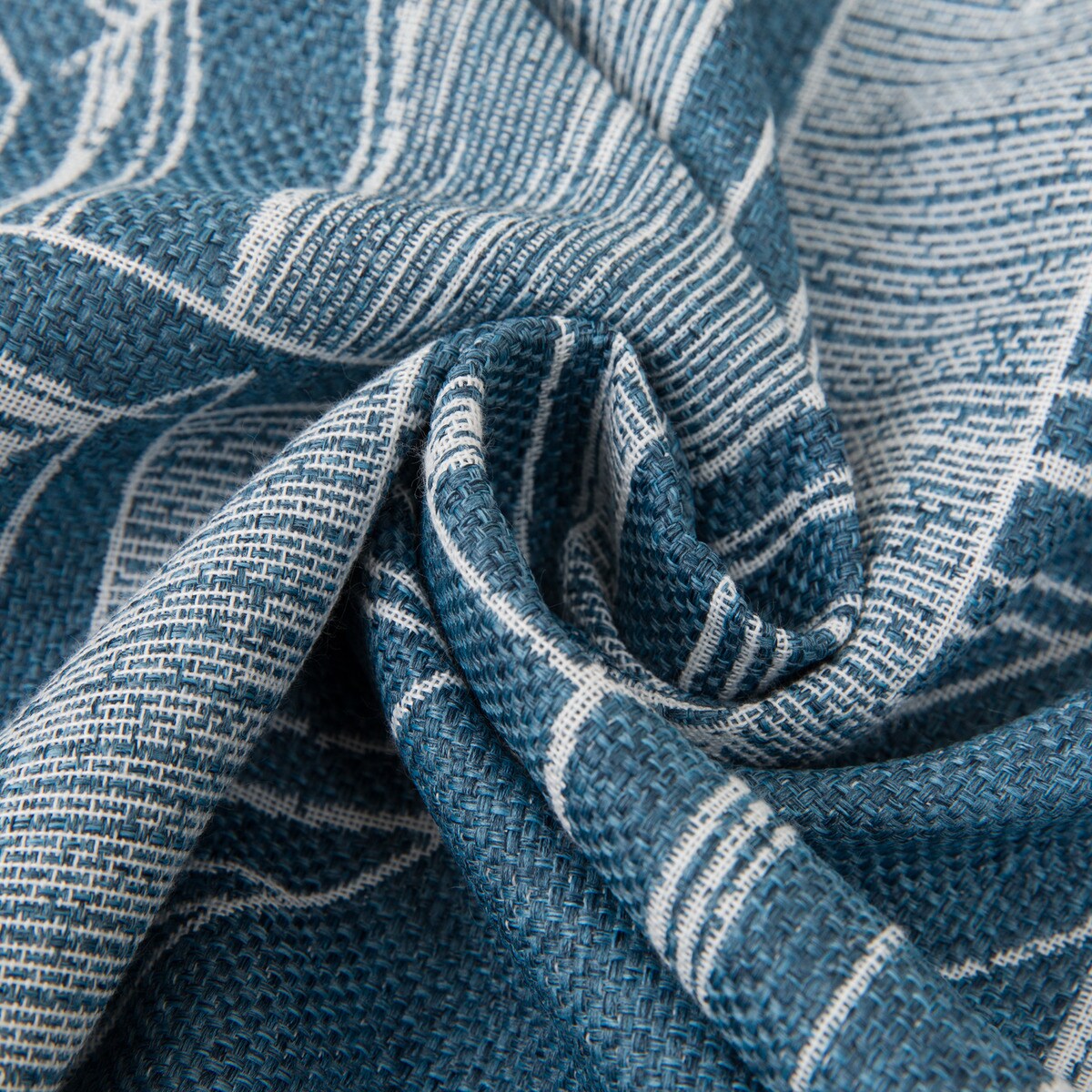 裏地付きオーダーカーテン OD096 ダークブルー 2倍ヒダ(幅-100/丈