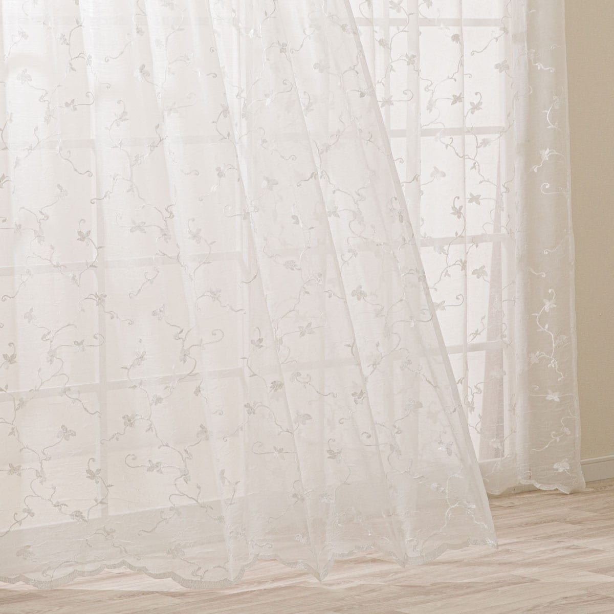 お好みサイズレースカーテン RL138 ホワイト(幅201-300/丈221-270cm