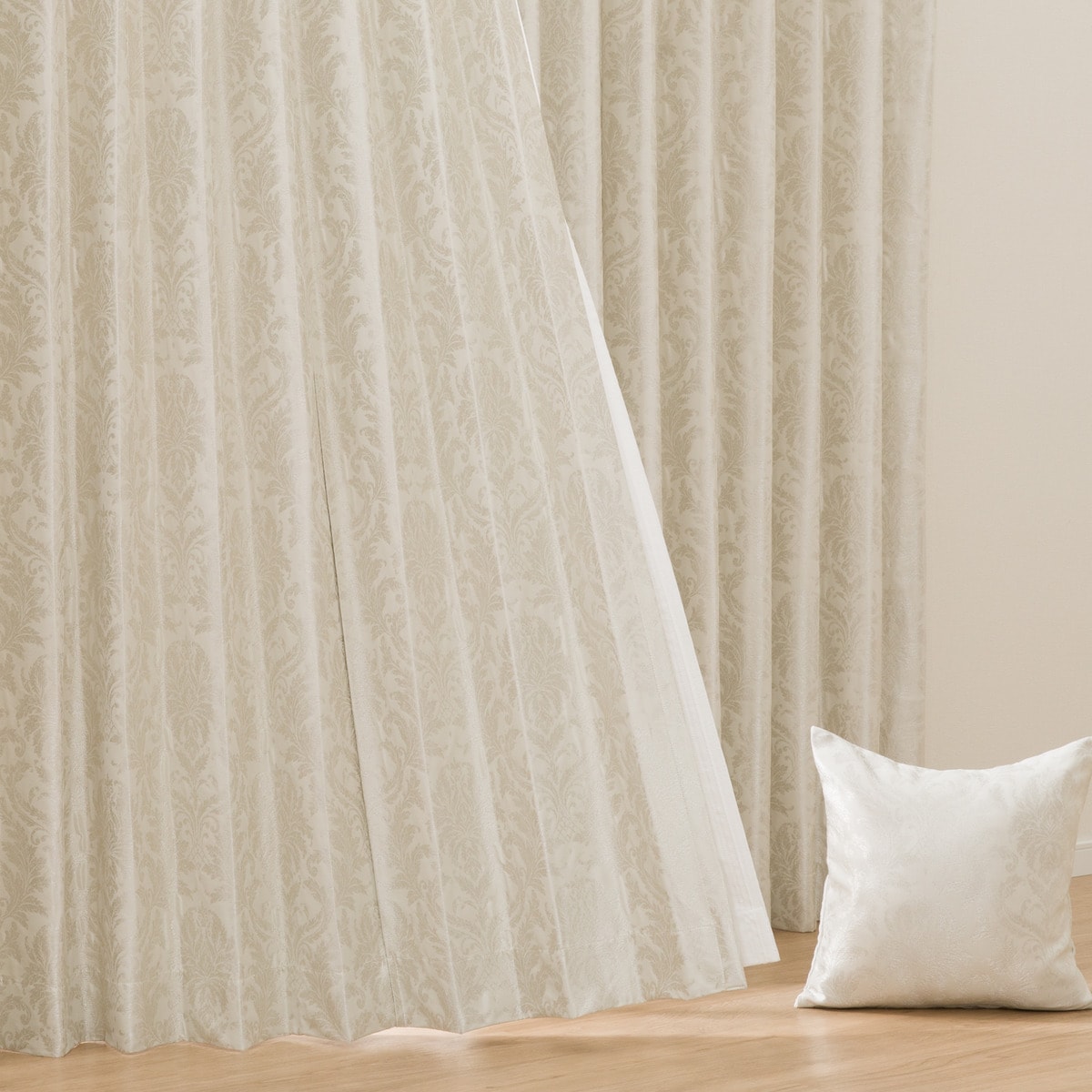 遮光2級・遮熱オーダーカーテン ODPK009 アイボリー 2倍ヒダ(幅40-100