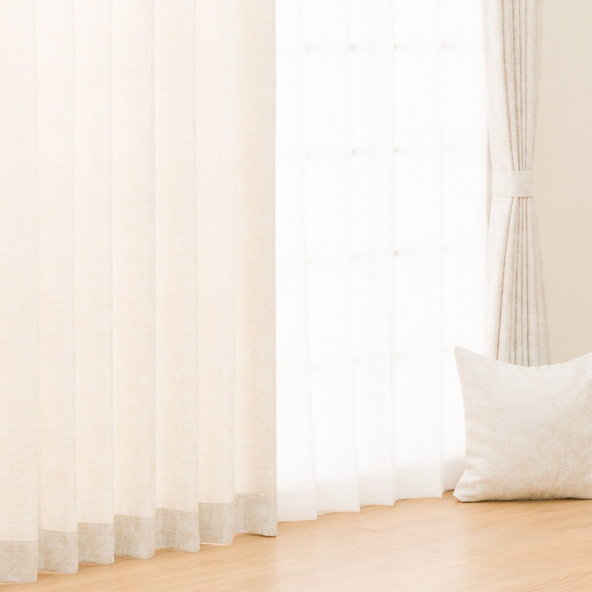 オーダーカーテン ODRK015 アイボリー 2倍ヒダ(幅-100/丈201-260cm