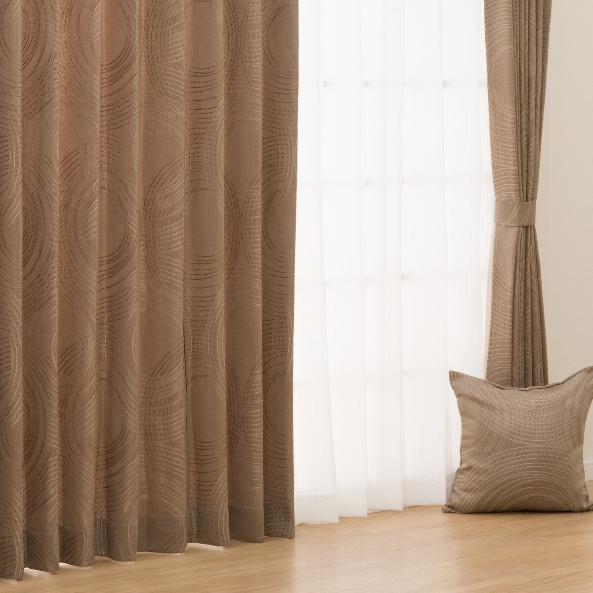 オーダーカーテン ODPK001 ブラウン 2倍ヒダ(幅40-100/丈201