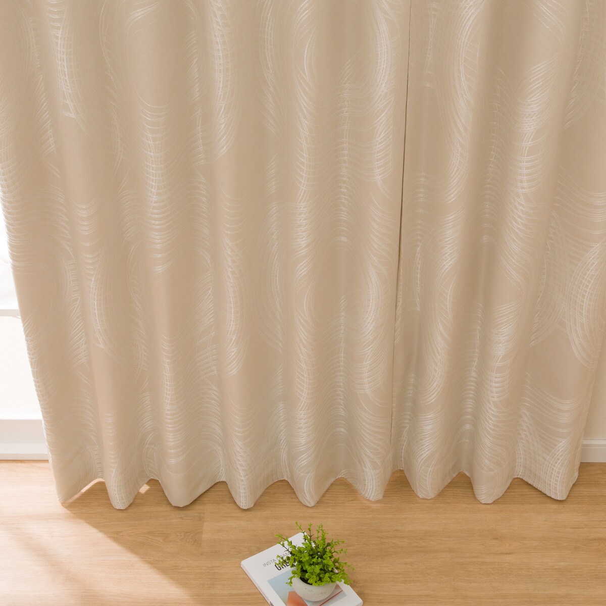 裏地付きオーダーカーテン ODPK001 アイボリー 2倍ヒダ(幅101-200/丈