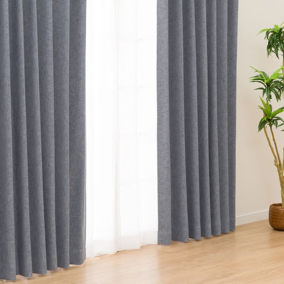 【くすみカラー/273サイズから選べる】 防炎・遮光1級・断熱・保温カーテン(LW2929 100X70X2 ブルーグレー) 1枚目画像