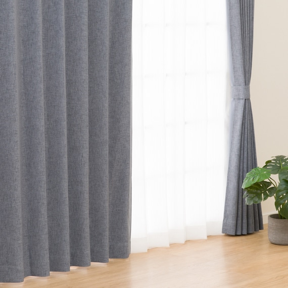 【くすみカラー/273サイズから選べる】 防炎・遮光1級・断熱・保温カーテン(LW2929 100X70X2 ブルーグレー) 2枚目画像