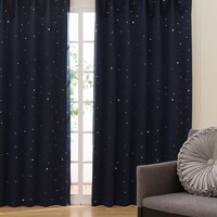 遮光1級･遮熱ドレープカーテン(100X200X2 スター ネイビー DH145)