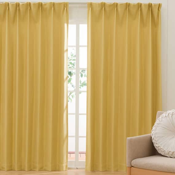 遮光2級・遮熱ドレープカーテン(100X110X2 イエロー DH147) 1枚目画像