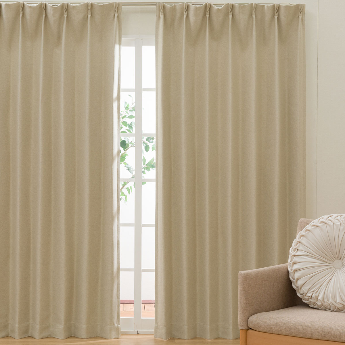 ♡heyon tedcape ベージュ お好みサイズカーテン ベージュ DH147(幅-100/丈171-220cm