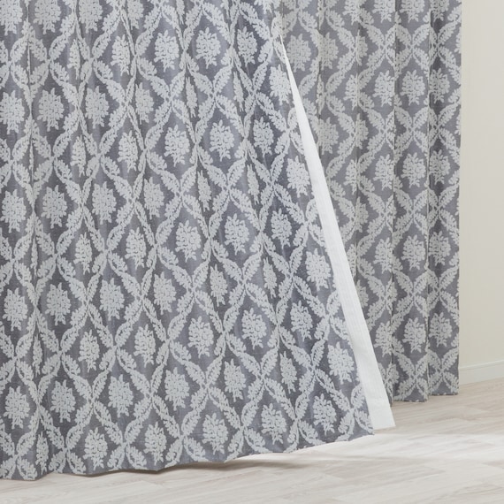 裏地付き遮光2級・遮熱ジャカードカーテン ブルー(PK212 100X110X2) 1枚目画像