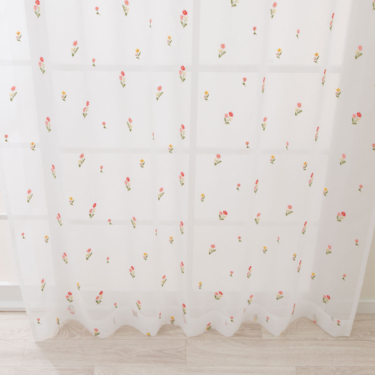 お好みサイズレースカーテン RL174 レッド(幅201-300/丈221-270cm