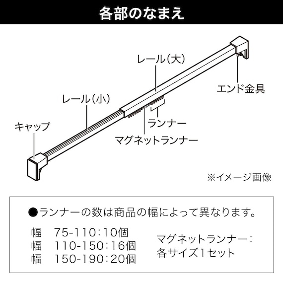 つっぱりカーテンレール伸縮式(TR1 ブラック 75-110cm) 13枚目画像