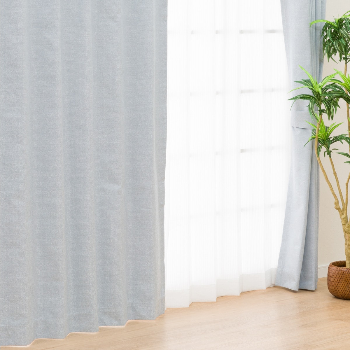 お好みサイズカーテン RD120 リターン加工有 ブルー(幅101-200